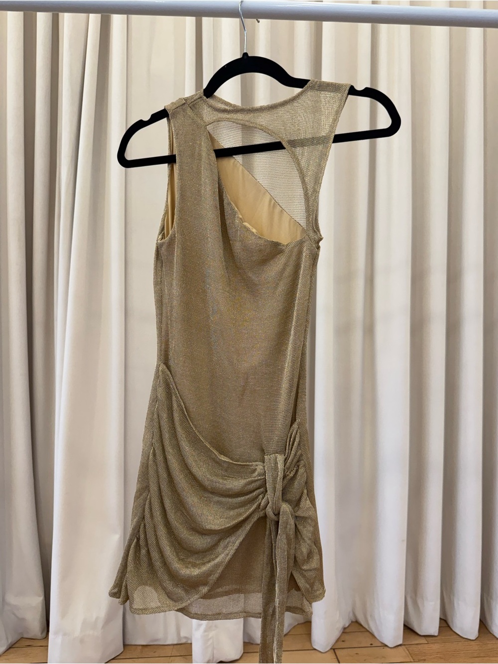 Gold Mesh Tie-Side Dress - Brand